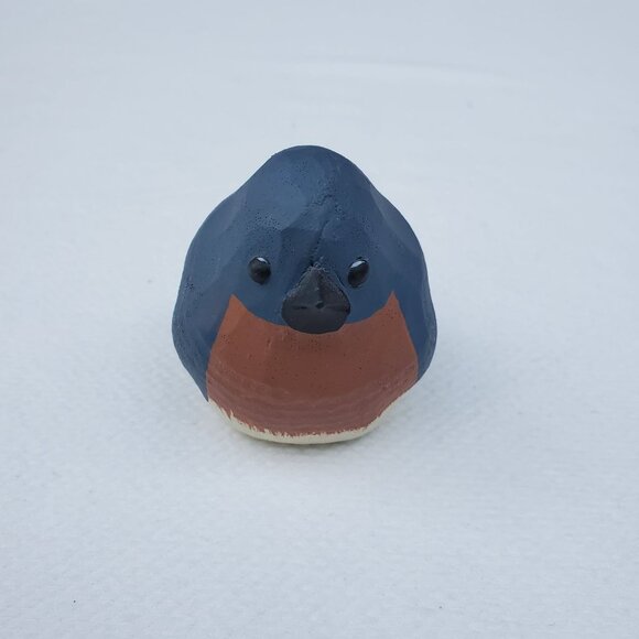 Wooden Carved Bird Figurine Sculpture Blue Brown Home Decorative - Picture 1 of 7